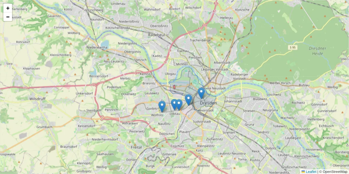 Karte des Postleitzahlen Bereichs  und der umliegenden Postleitzahlen in Deutschland