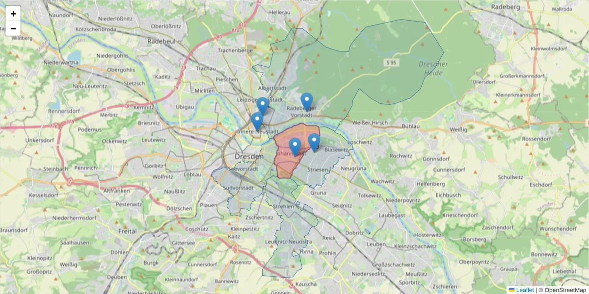 Karte des Postleitzahlen Bereichs  und der umliegenden Postleitzahlen in Deutschland