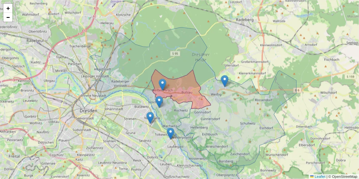 Karte des Postleitzahlen Bereichs  und der umliegenden Postleitzahlen in Deutschland