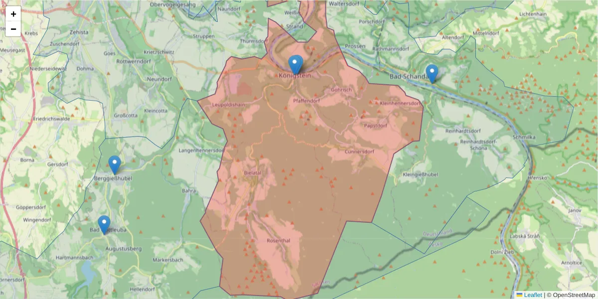 Karte des Postleitzahlen Bereichs  und der umliegenden Postleitzahlen in Deutschland