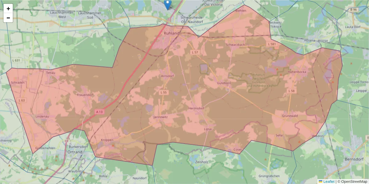 Karte des Postleitzahlen Bereichs  und der umliegenden Postleitzahlen in Deutschland