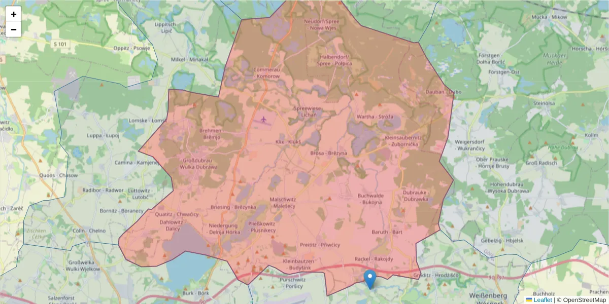 Karte des Postleitzahlen Bereichs  und der umliegenden Postleitzahlen in Deutschland