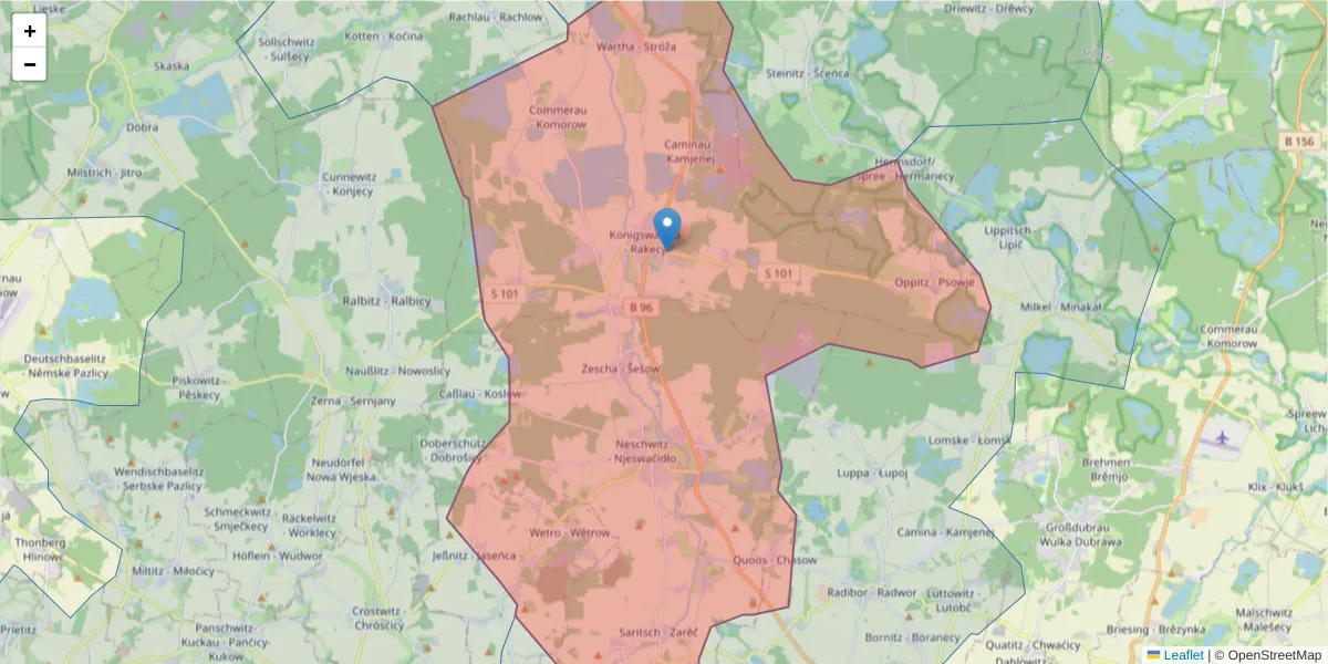 Karte des Postleitzahlen Bereichs  und der umliegenden Postleitzahlen in Deutschland