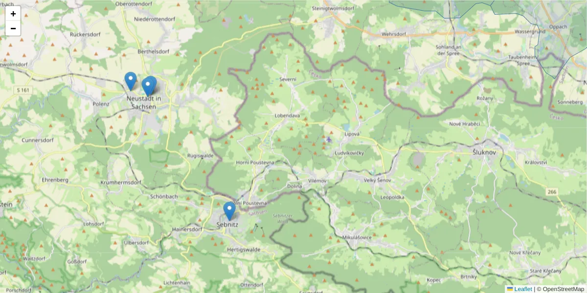 Karte des Postleitzahlen Bereichs  und der umliegenden Postleitzahlen in Deutschland