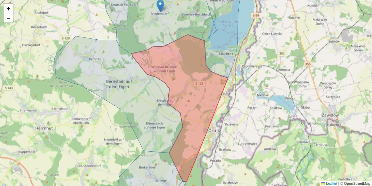 Karte des Postleitzahlen Bereichs  und der umliegenden Postleitzahlen in Deutschland