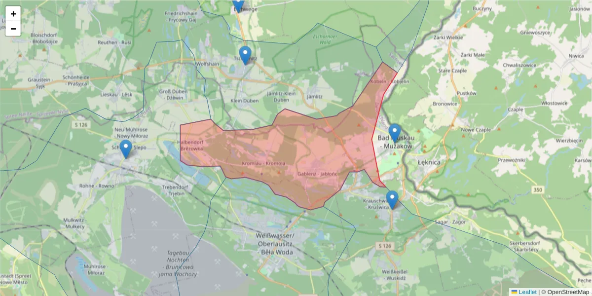 Karte des Postleitzahlen Bereichs  und der umliegenden Postleitzahlen in Deutschland