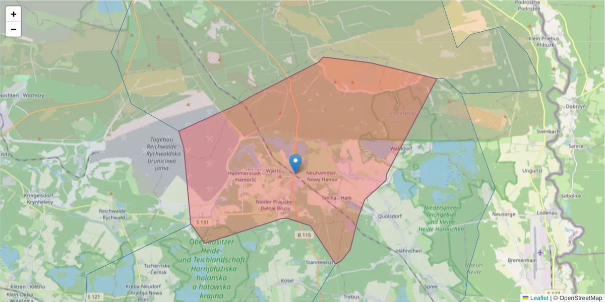 Karte des Postleitzahlen Bereichs  und der umliegenden Postleitzahlen in Deutschland