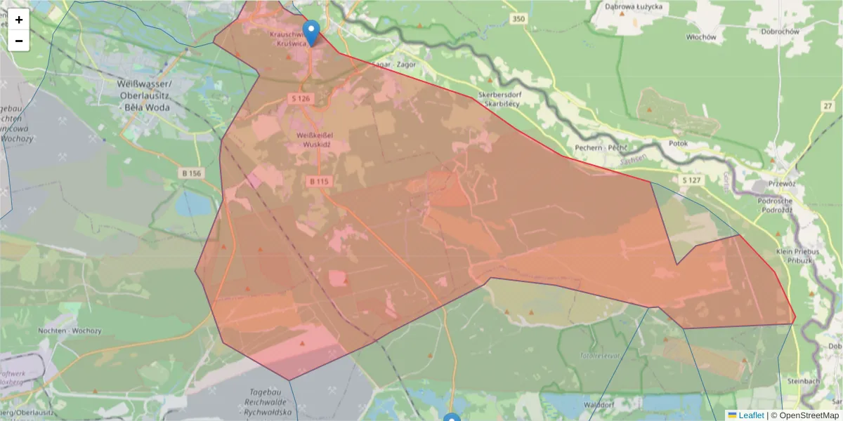 Karte des Postleitzahlen Bereichs  und der umliegenden Postleitzahlen in Deutschland