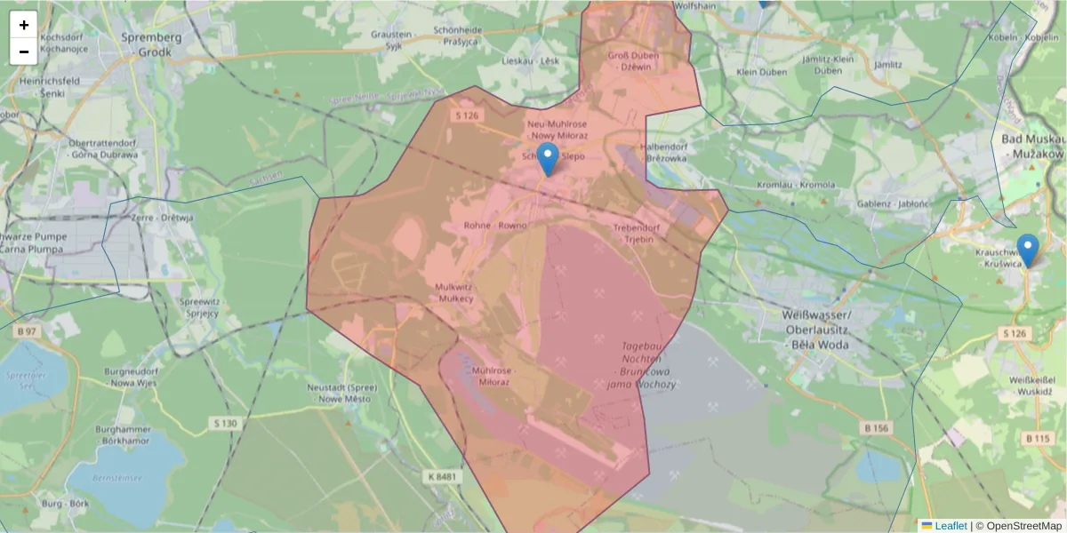 Karte des Postleitzahlen Bereichs  und der umliegenden Postleitzahlen in Deutschland