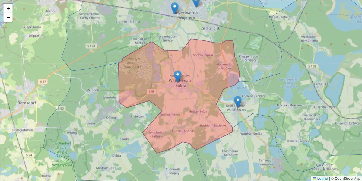 Karte des Postleitzahlen Bereichs  und der umliegenden Postleitzahlen in Deutschland