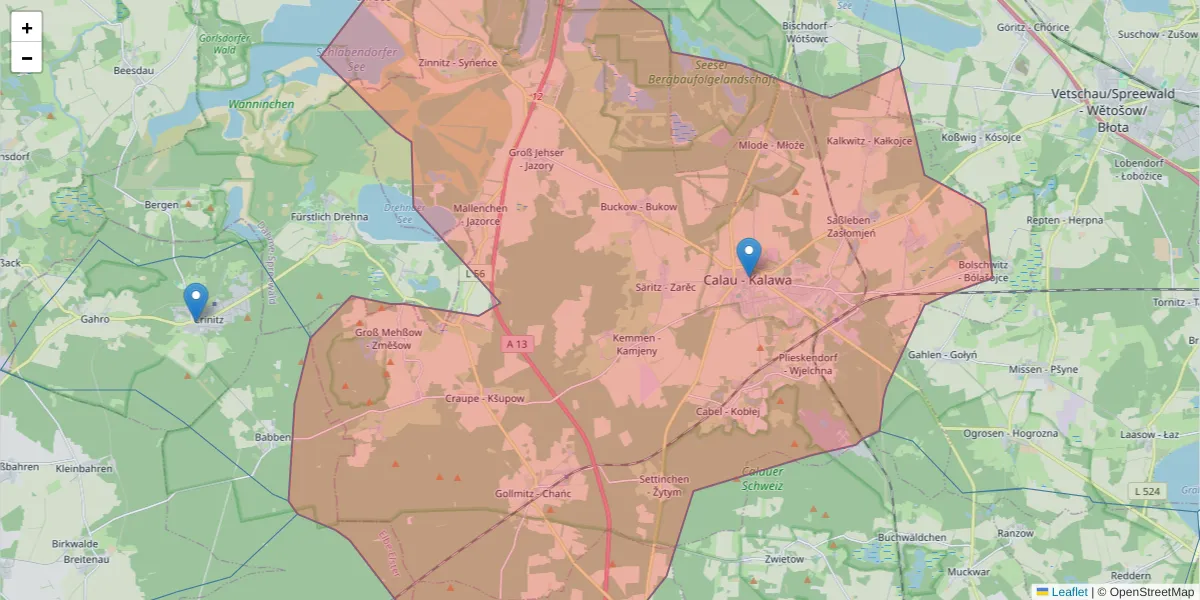 Karte des Postleitzahlen Bereichs  und der umliegenden Postleitzahlen in Deutschland