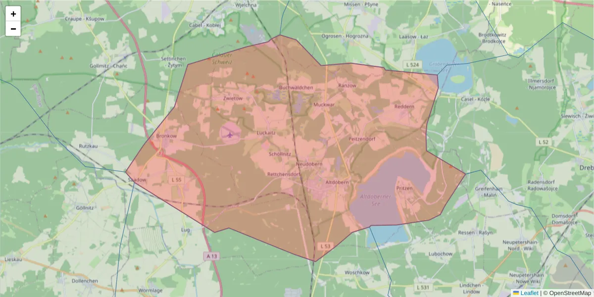 Karte des Postleitzahlen Bereichs  und der umliegenden Postleitzahlen in Deutschland