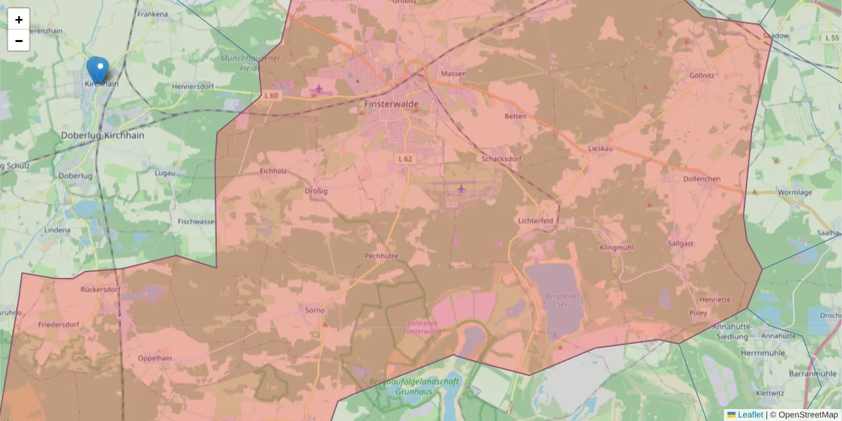 Karte des Postleitzahlen Bereichs  und der umliegenden Postleitzahlen in Deutschland