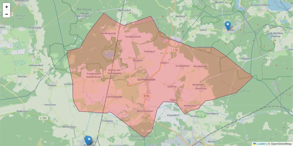 Karte des Postleitzahlen Bereichs  und der umliegenden Postleitzahlen in Deutschland