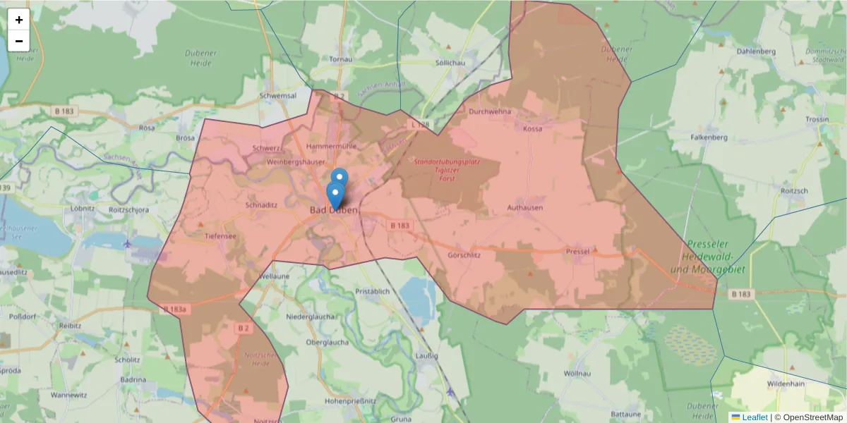 Karte des Postleitzahlen Bereichs  und der umliegenden Postleitzahlen in Deutschland