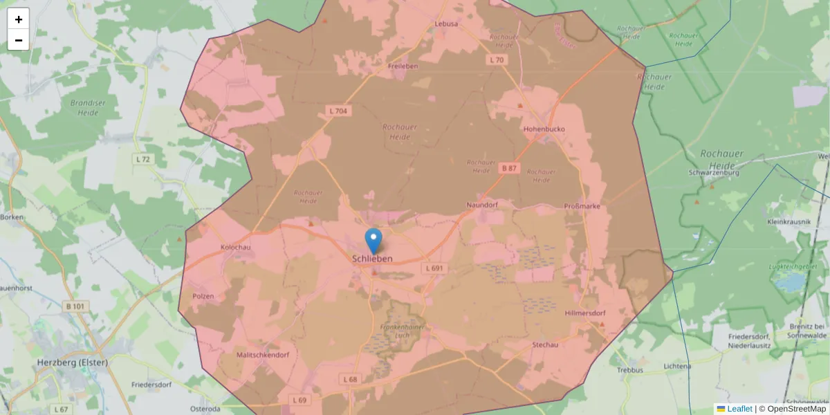 Karte des Postleitzahlen Bereichs  und der umliegenden Postleitzahlen in Deutschland