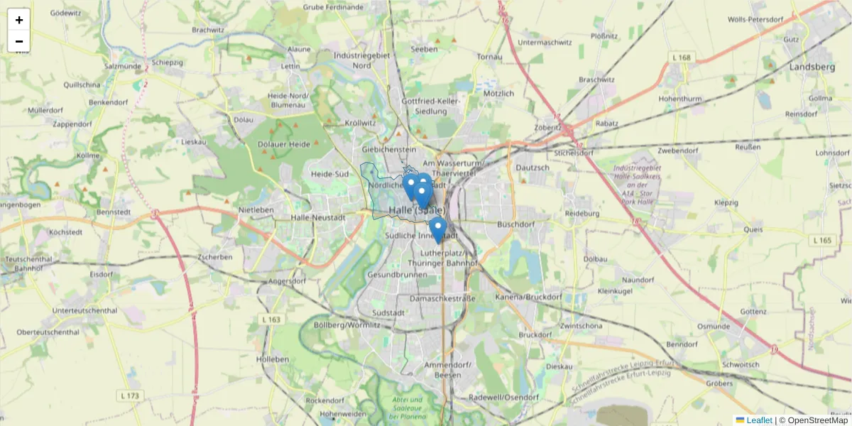 Karte des Postleitzahlen Bereichs  und der umliegenden Postleitzahlen in Deutschland