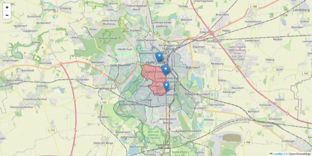 Karte des Postleitzahlen Bereichs  und der umliegenden Postleitzahlen in Deutschland