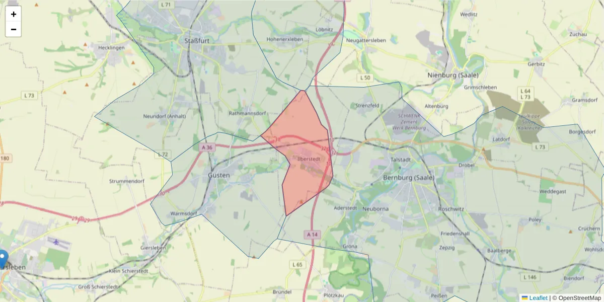 Karte des Postleitzahlen Bereichs  und der umliegenden Postleitzahlen in Deutschland