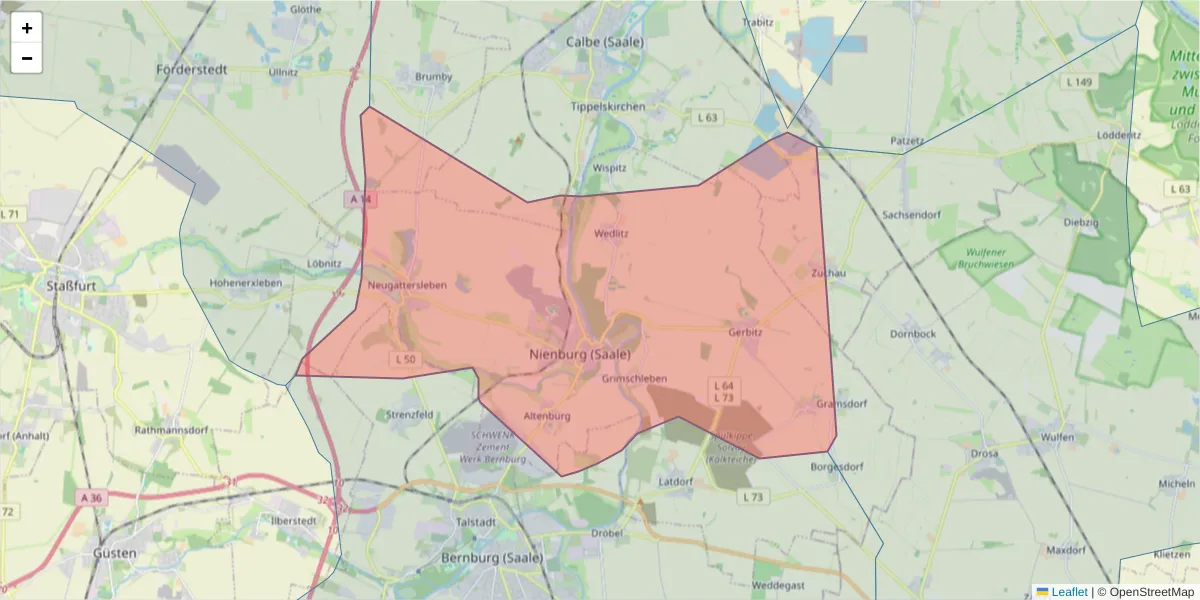 Karte des Postleitzahlen Bereichs  und der umliegenden Postleitzahlen in Deutschland