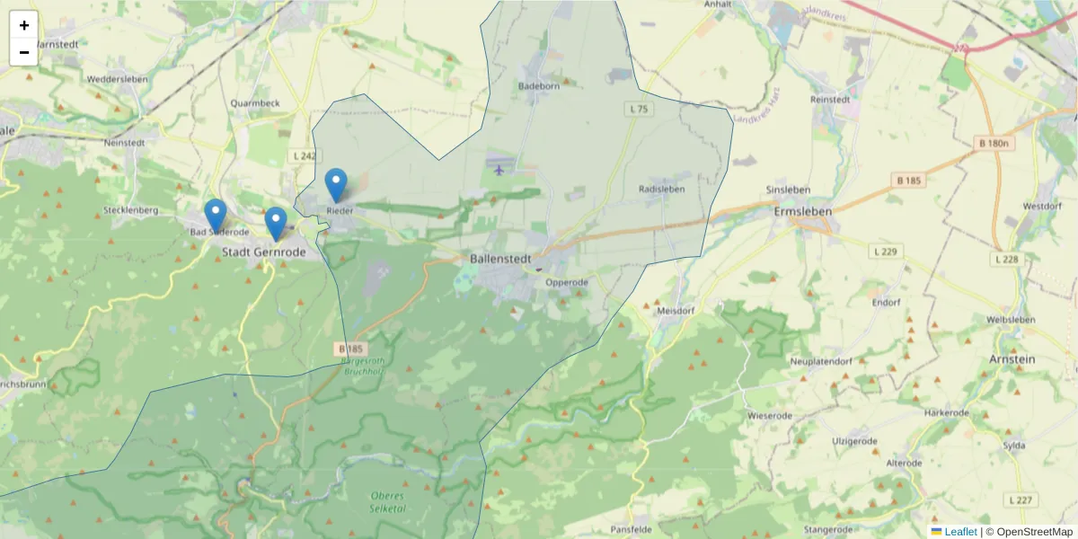 Karte des Postleitzahlen Bereichs  und der umliegenden Postleitzahlen in Deutschland