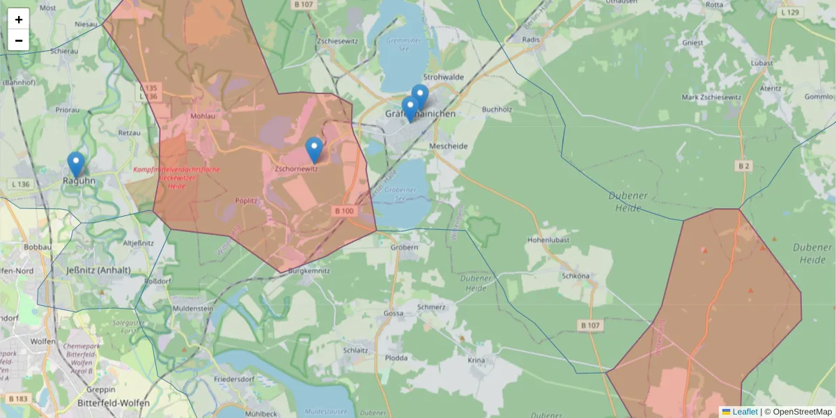 Karte des Postleitzahlen Bereichs  und der umliegenden Postleitzahlen in Deutschland