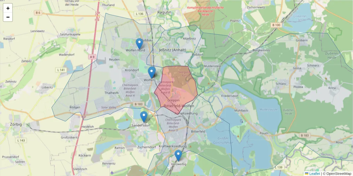 Karte des Postleitzahlen Bereichs  und der umliegenden Postleitzahlen in Deutschland
