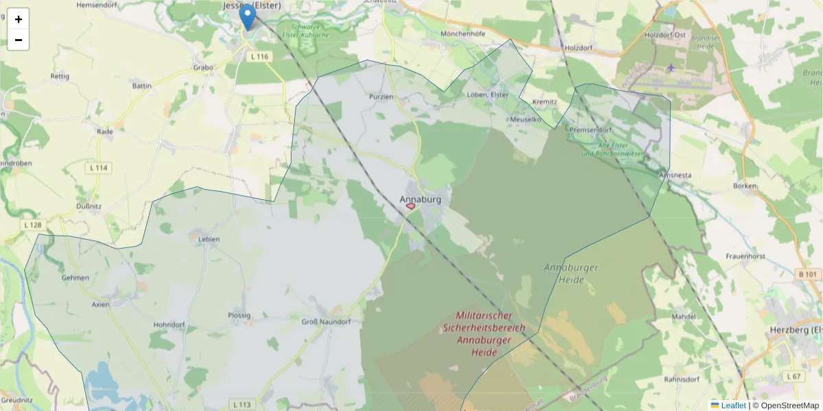 Karte des Postleitzahlen Bereichs  und der umliegenden Postleitzahlen in Deutschland