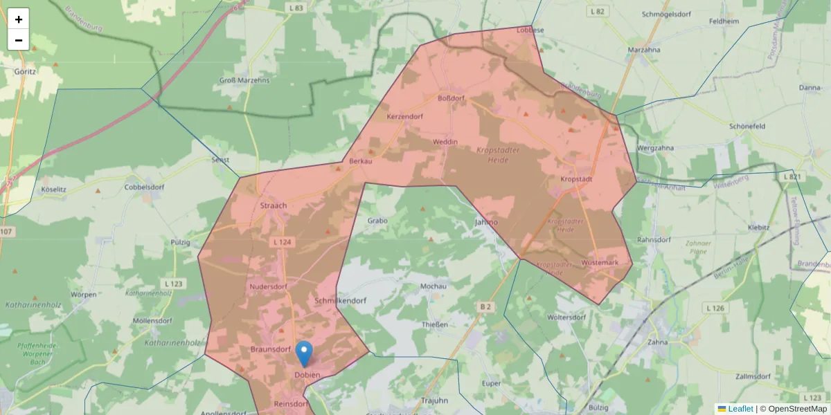 Karte des Postleitzahlen Bereichs  und der umliegenden Postleitzahlen in Deutschland