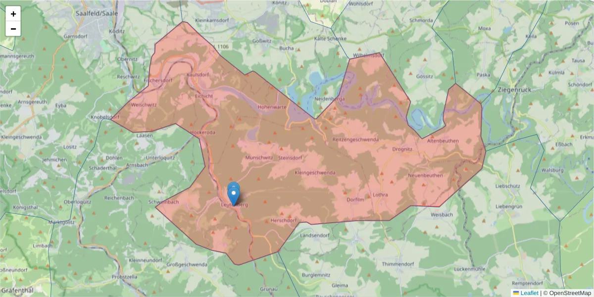 Karte des Postleitzahlen Bereichs  und der umliegenden Postleitzahlen in Deutschland