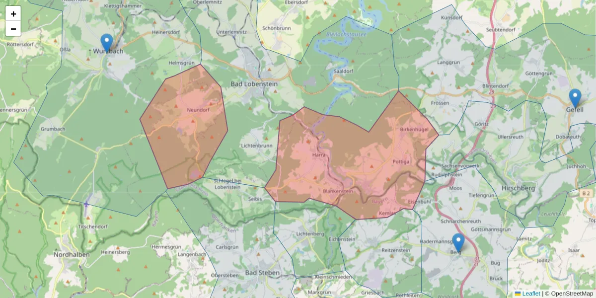 Karte des Postleitzahlen Bereichs  und der umliegenden Postleitzahlen in Deutschland