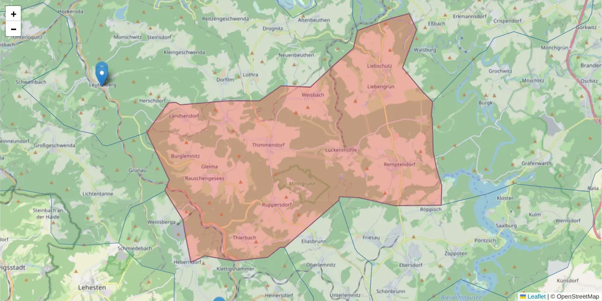Karte des Postleitzahlen Bereichs  und der umliegenden Postleitzahlen in Deutschland
