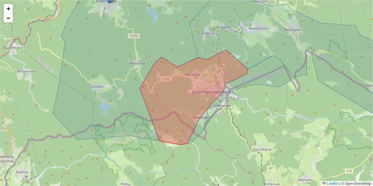 Karte des Postleitzahlen Bereichs  und der umliegenden Postleitzahlen in Deutschland