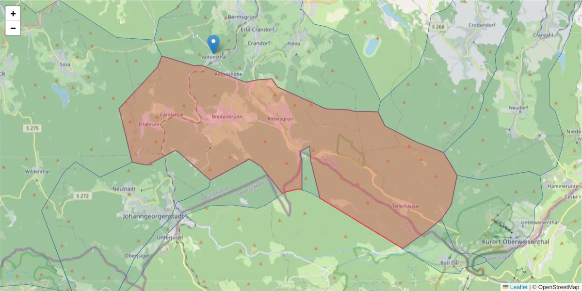 Karte des Postleitzahlen Bereichs  und der umliegenden Postleitzahlen in Deutschland