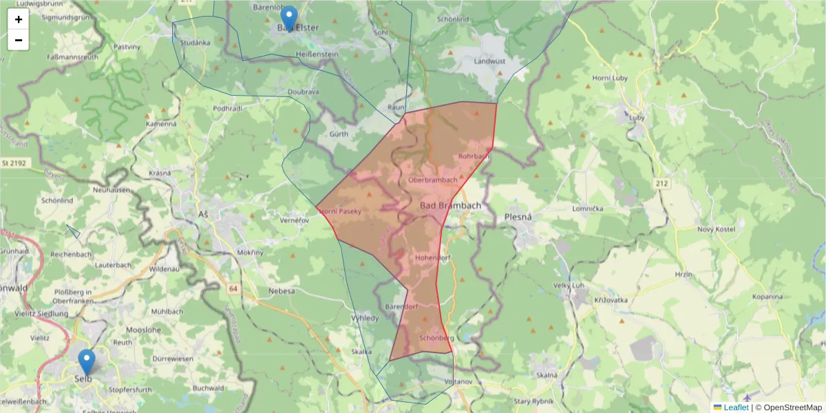 Karte des Postleitzahlen Bereichs  und der umliegenden Postleitzahlen in Deutschland