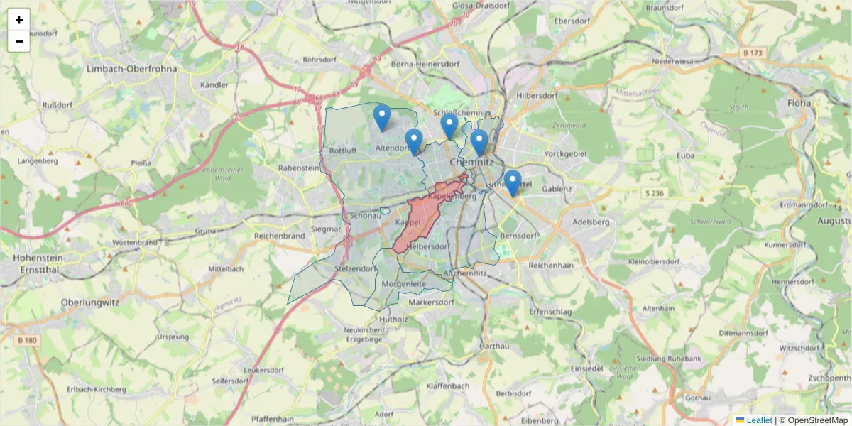 Karte des Postleitzahlen Bereichs  und der umliegenden Postleitzahlen in Deutschland