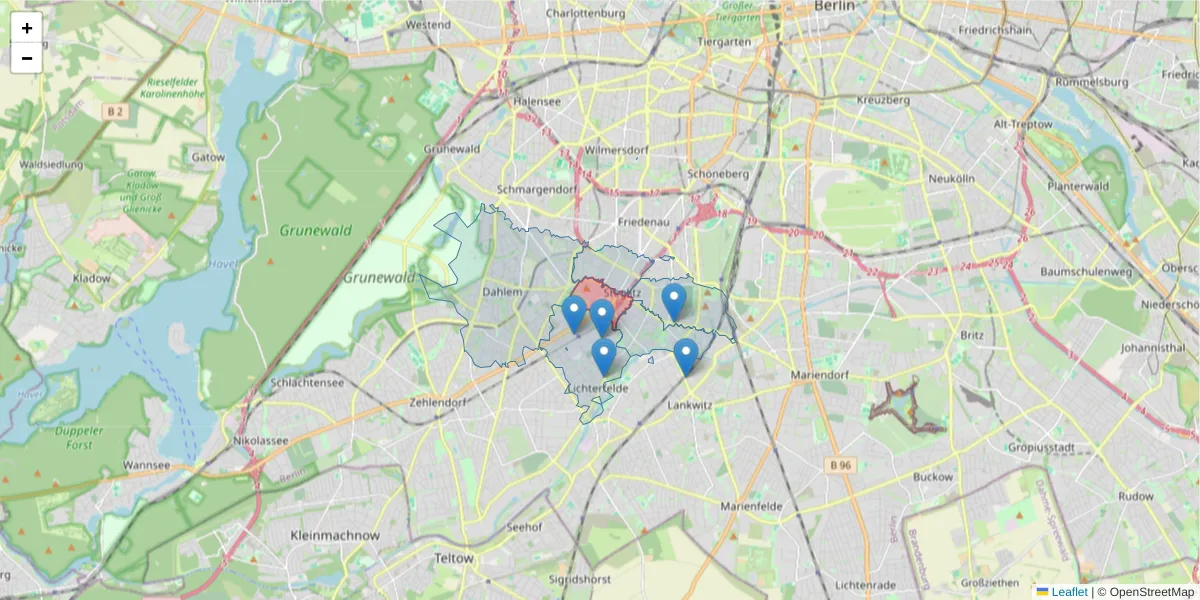 Karte des Postleitzahlen Bereichs  und der umliegenden Postleitzahlen in Deutschland
