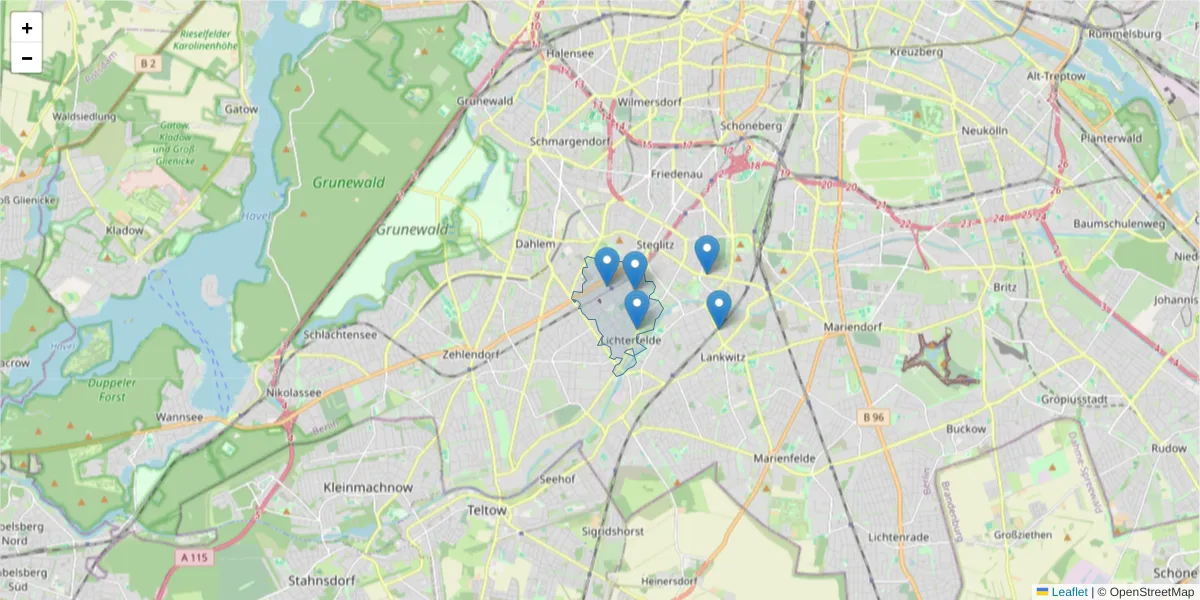 Karte des Postleitzahlen Bereichs  und der umliegenden Postleitzahlen in Deutschland