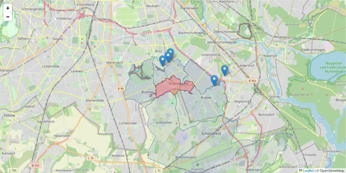 Karte des Postleitzahlen Bereichs  und der umliegenden Postleitzahlen in Deutschland