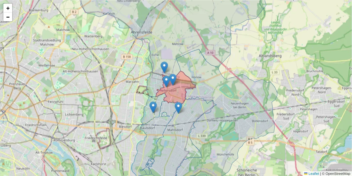 Karte des Postleitzahlen Bereichs  und der umliegenden Postleitzahlen in Deutschland