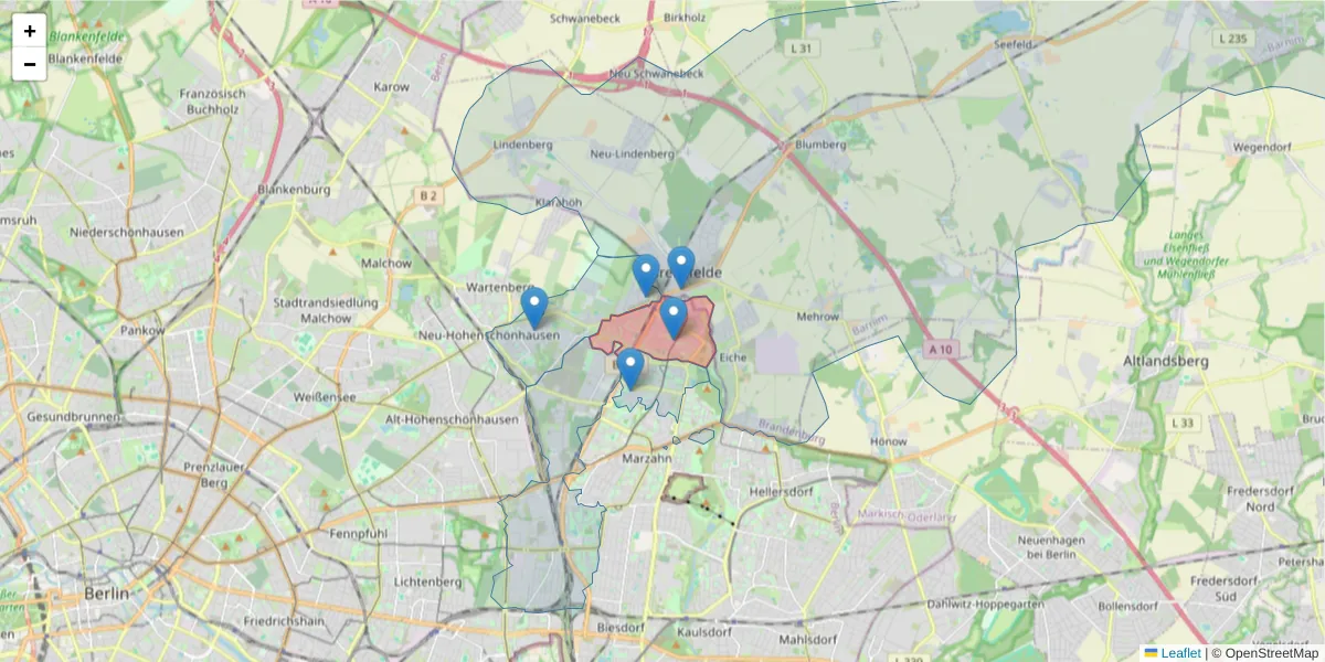 Karte des Postleitzahlen Bereichs  und der umliegenden Postleitzahlen in Deutschland