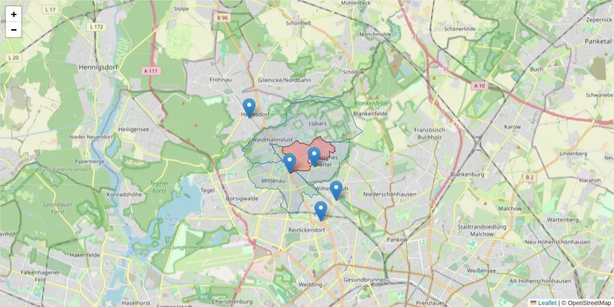 Karte des Postleitzahlen Bereichs  und der umliegenden Postleitzahlen in Deutschland