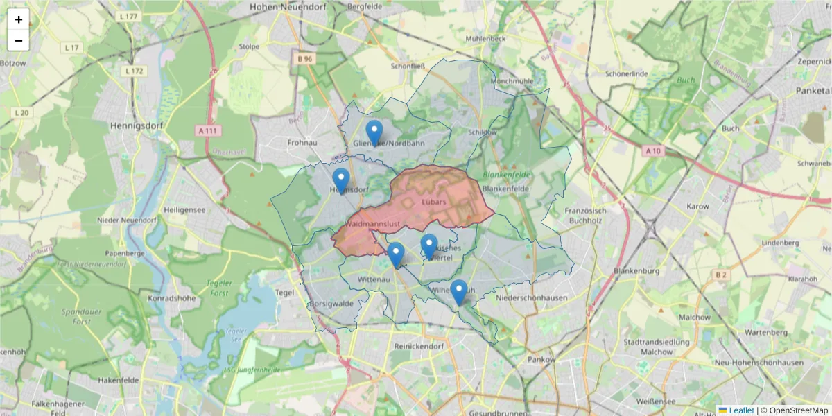 Karte des Postleitzahlen Bereichs  und der umliegenden Postleitzahlen in Deutschland