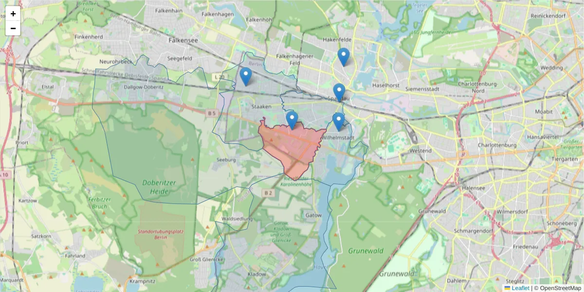 Karte des Postleitzahlen Bereichs  und der umliegenden Postleitzahlen in Deutschland
