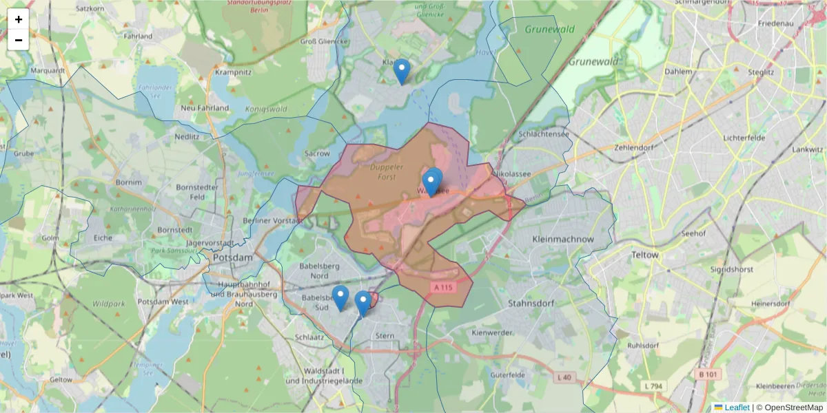 Karte des Postleitzahlen Bereichs  und der umliegenden Postleitzahlen in Deutschland