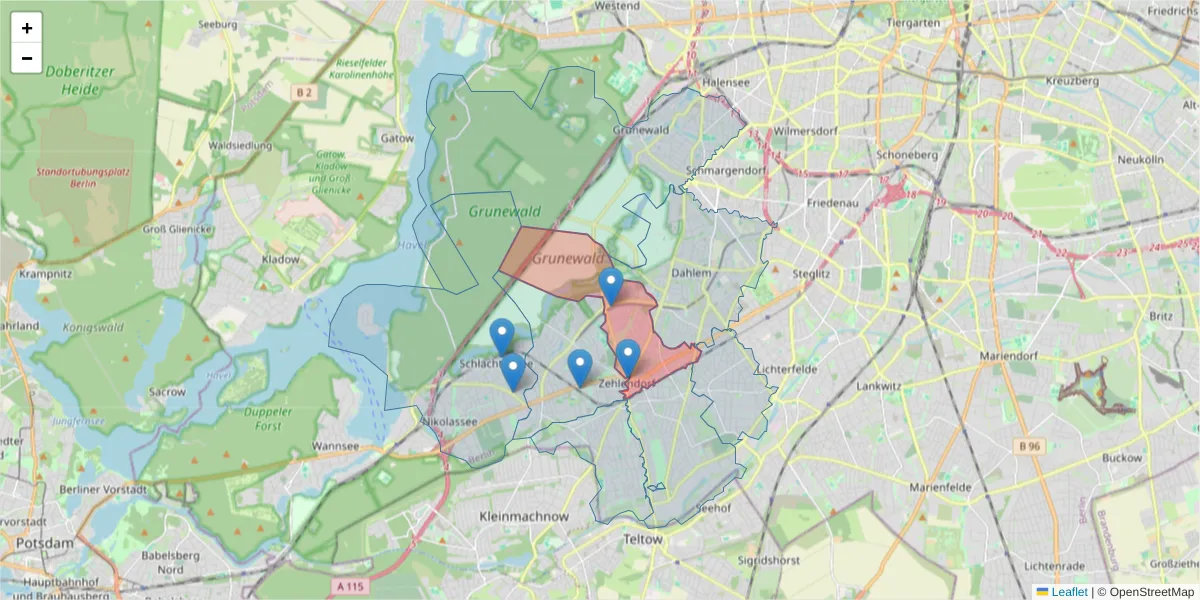 Karte des Postleitzahlen Bereichs  und der umliegenden Postleitzahlen in Deutschland