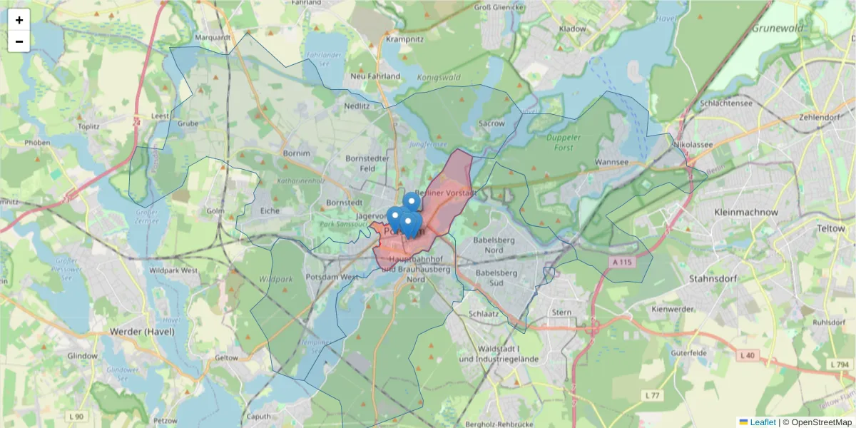 Karte des Postleitzahlen Bereichs  und der umliegenden Postleitzahlen in Deutschland