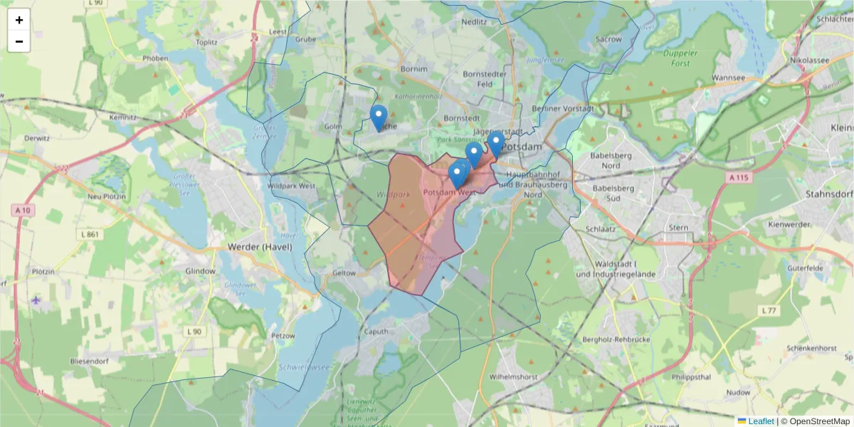 Karte des Postleitzahlen Bereichs  und der umliegenden Postleitzahlen in Deutschland
