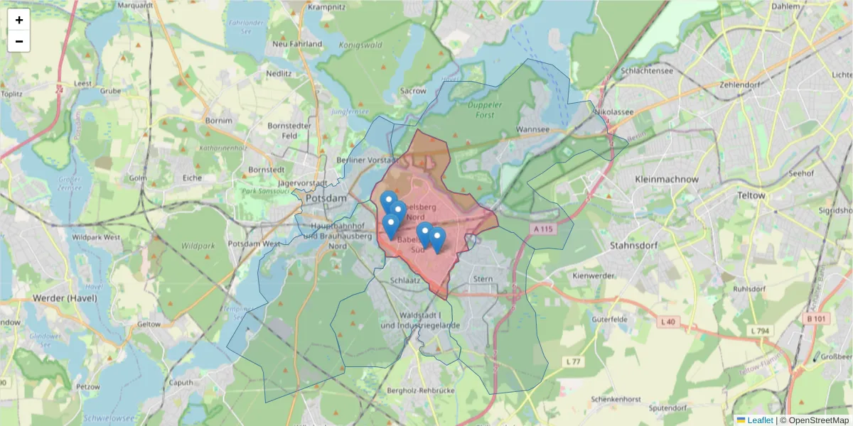 Karte des Postleitzahlen Bereichs  und der umliegenden Postleitzahlen in Deutschland
