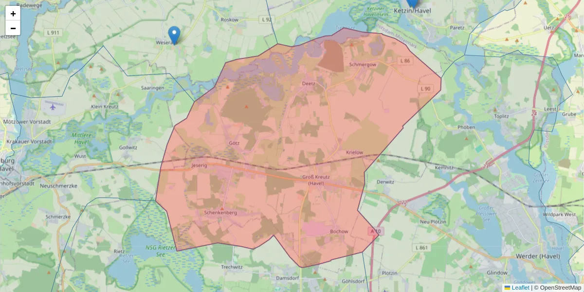 Karte des Postleitzahlen Bereichs  und der umliegenden Postleitzahlen in Deutschland